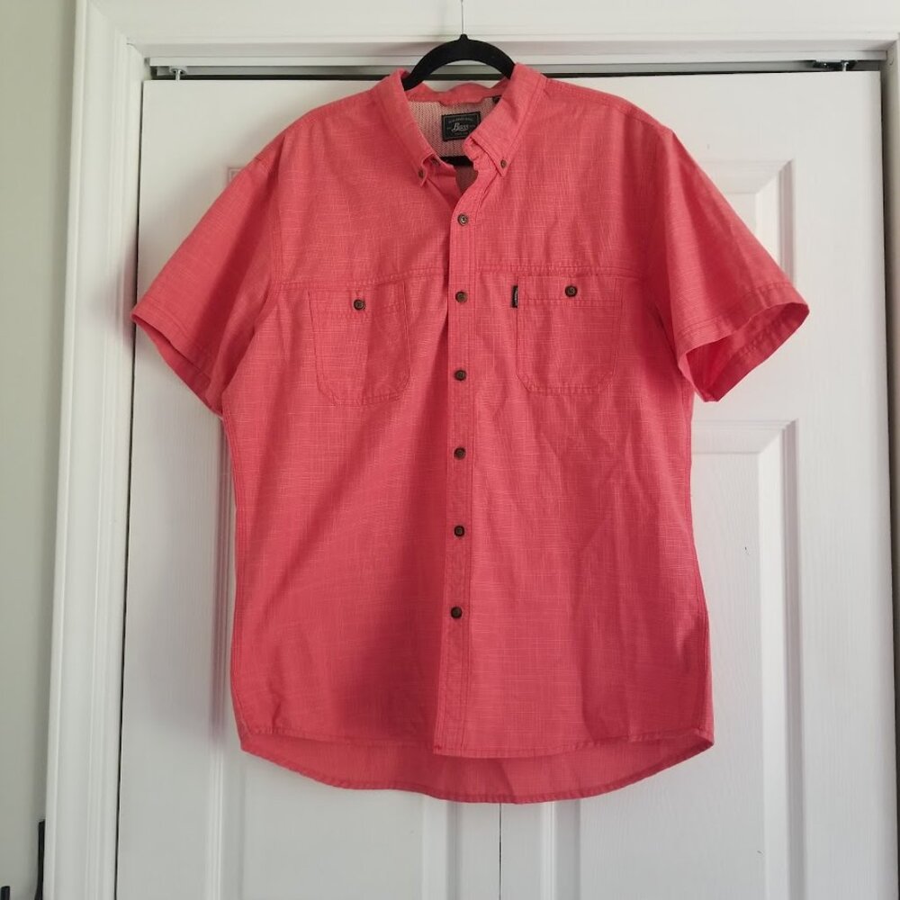 G.H. Bass & Co Men's Shirt X-Large Red Orange Button Down Pockets Outdoors Fishi